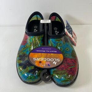 Sloggers Garden Shoe Women Size 8 Midsummer Blue Floral Waterproof Outdoor Clogs